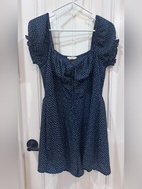 La Hearts Navy Romper with White Star Print